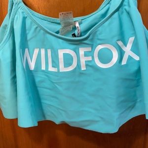 Wildfox swim top. Blue and white, size medium. Used Condition